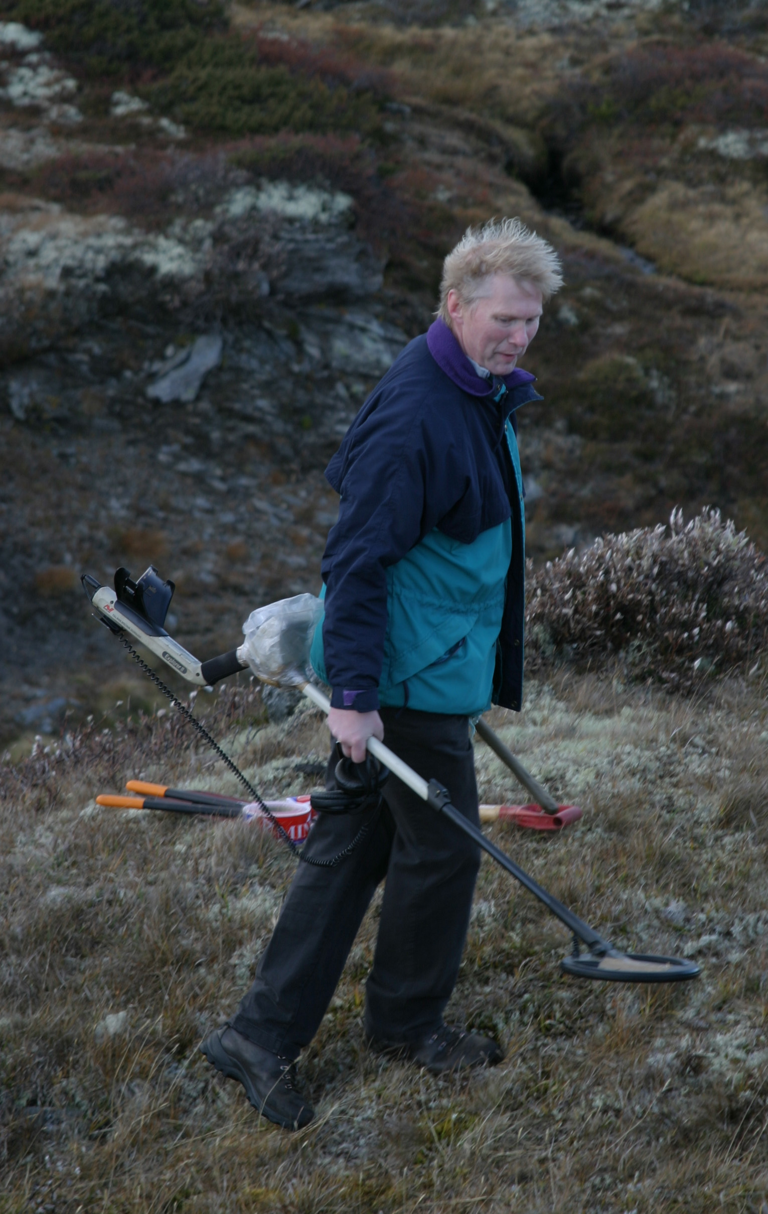 I 2003 oppdaga Roy Fjerdingby, Dombås, ved hjelp av metallsøkar mykje metall i grunnen nordaust for spissen av fangstanlegget på Verket. Dette føret til lokalisering av sjølve fangstbuplassen som med stor sannsynlegheit har vore knytt til fangstanlegget. Foto: Per Jordhøy©