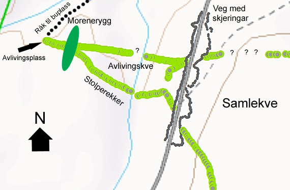 410 Skjematisk oversyn over avlivingskvea med utforming og viktige funksjonselement. Kart: NVS/Per Jordhøy©.
